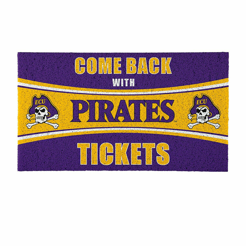 28" x 16" PVC Trapper Mat, Come Back with Tickets, East Carolina Unive - Collegiate