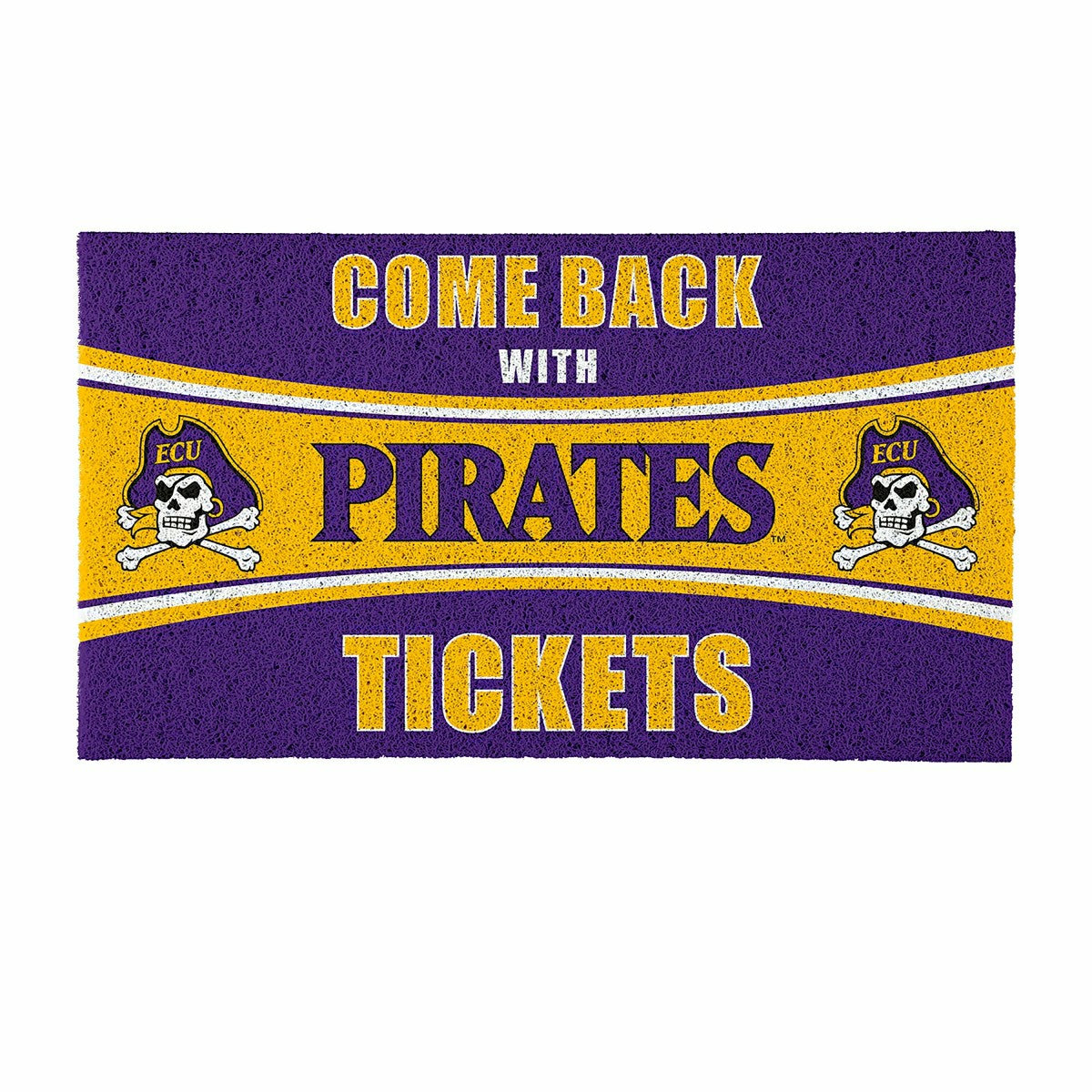 28" x 16" PVC Trapper Mat, Come Back with Tickets, East Carolina Unive - Collegiate