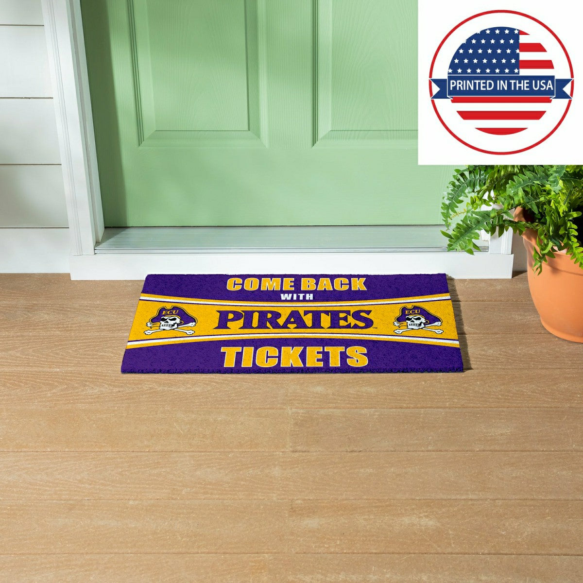 28" x 16" PVC Trapper Mat, Come Back with Tickets, East Carolina Unive - Collegiate