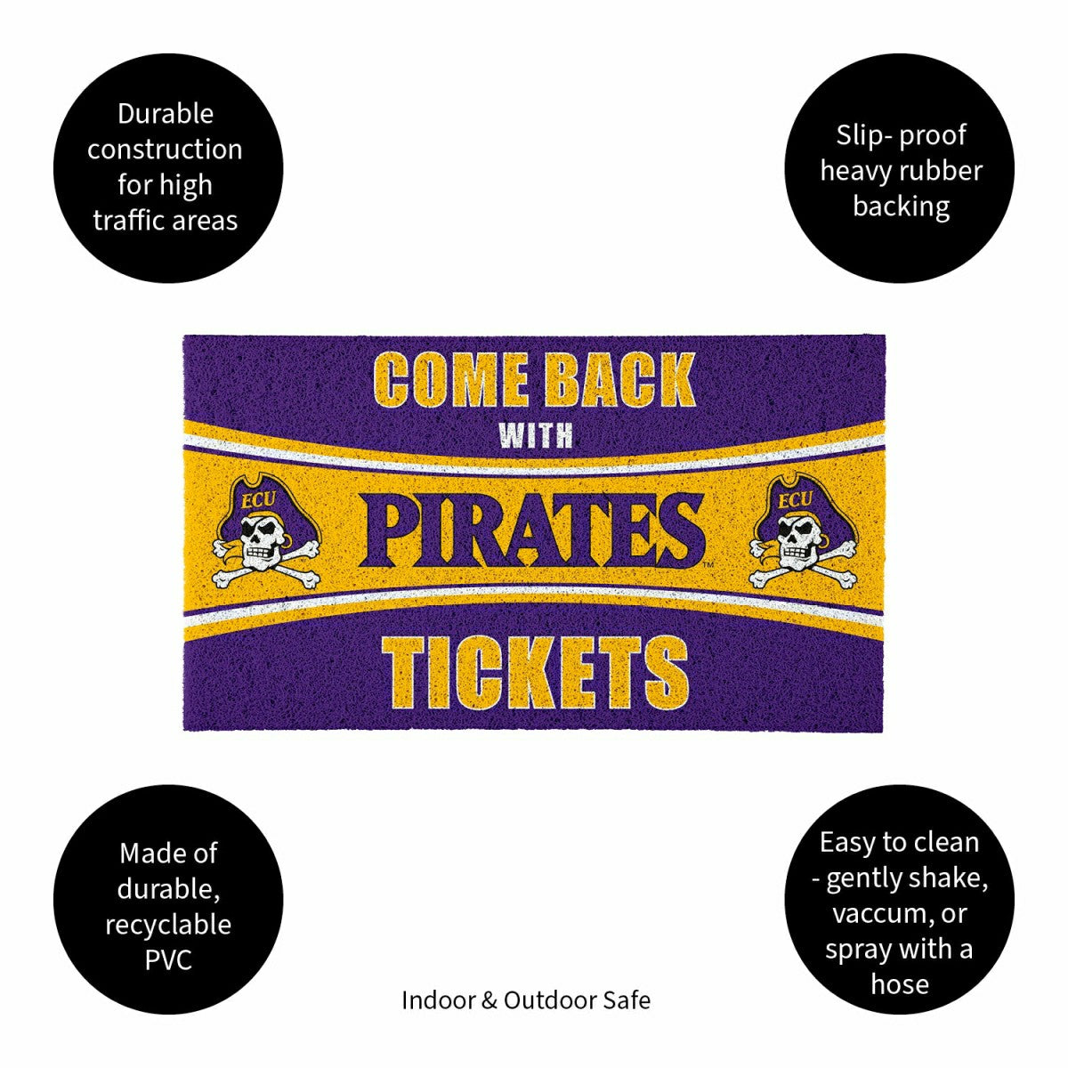28" x 16" PVC Trapper Mat, Come Back with Tickets, East Carolina Unive - Collegiate