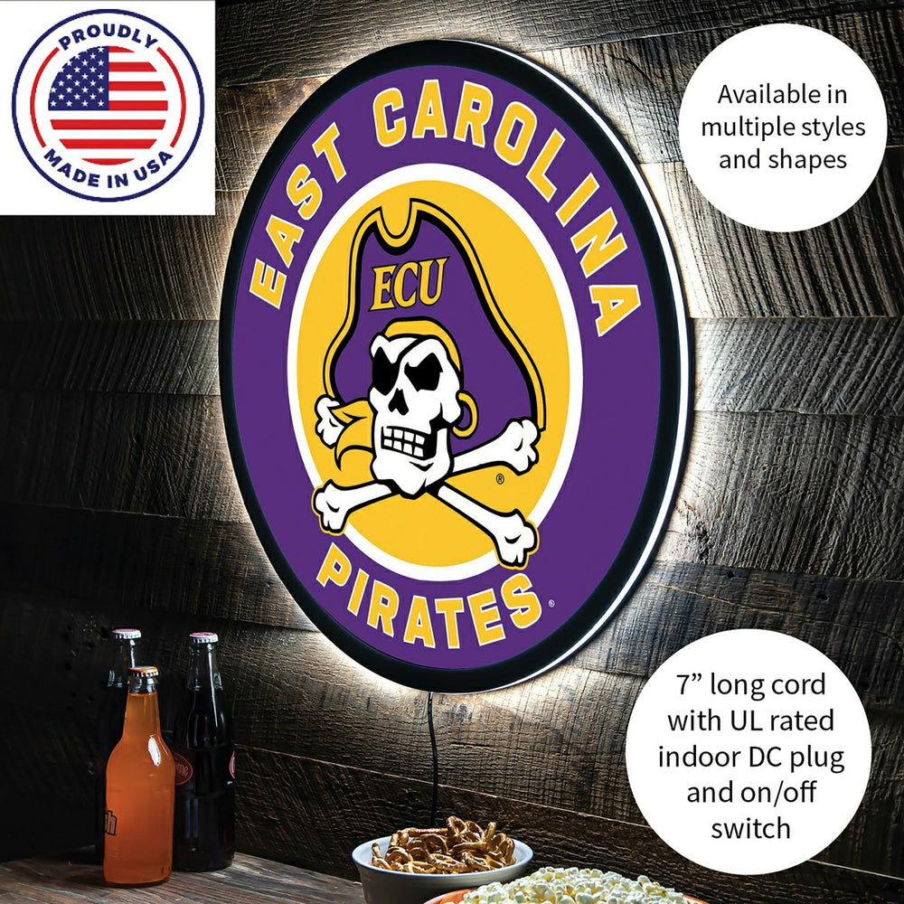 LED Wall Decor, Round, East Carolina University - Collegiate Home