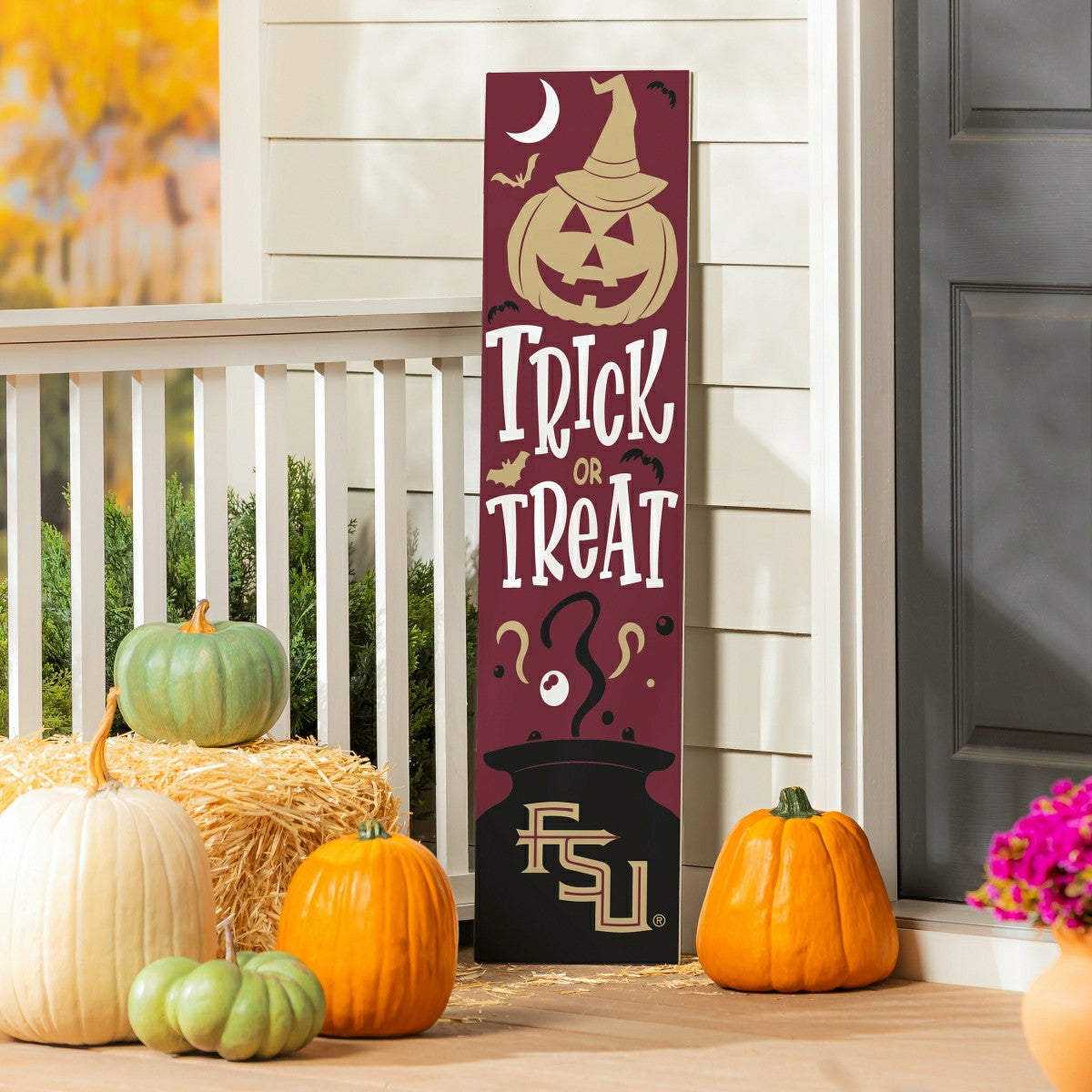 47" Double Sided Leaner, Florida State University, Halloween - Collegiate Home