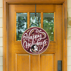 Florida State University Holiday Round Door Décor with Hanging Rope, 1 - Collegiate Home