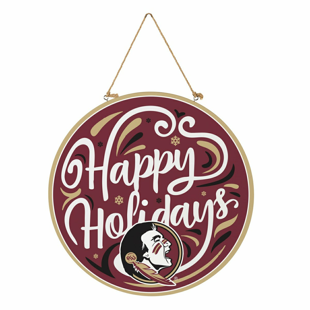 Florida State University Holiday Round Door Décor with Hanging Rope, 1 - Collegiate Home