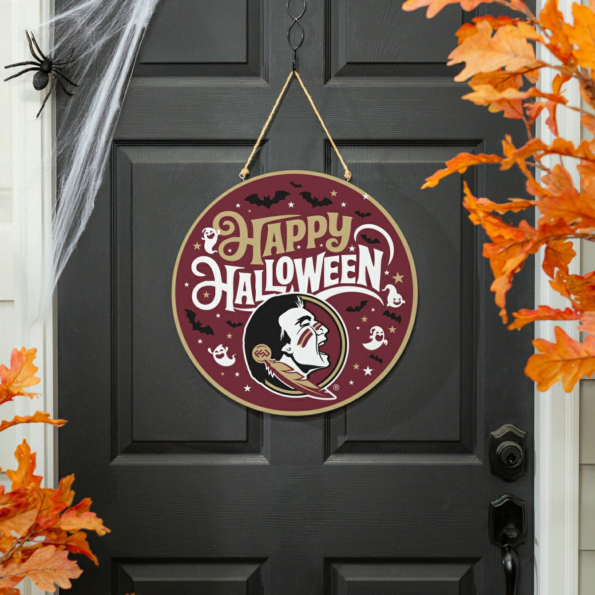 Florida State University Halloween Round Door Décor with Hanging Rope, - Collegiate Home