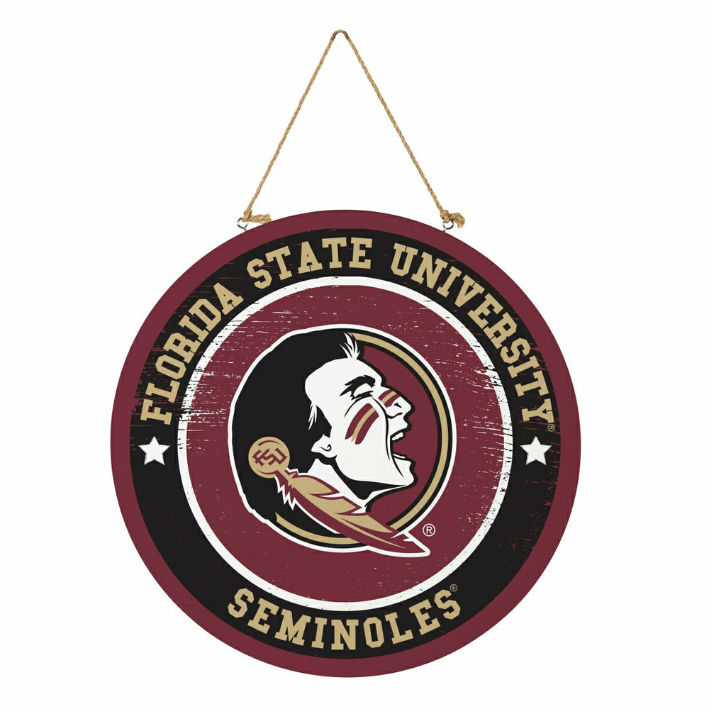Florida State University Round Door Décor with Hanging Rope, 18x18 - Collegiate Home
