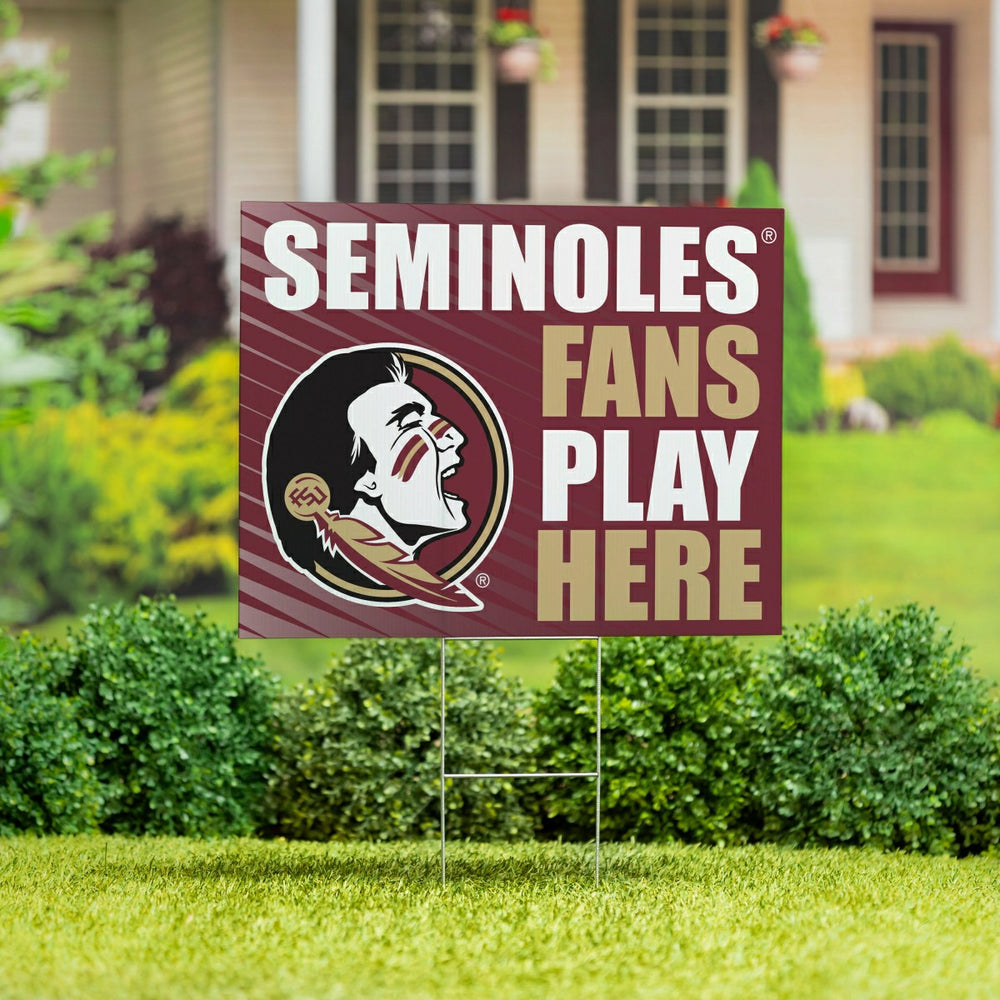 Florida State University Coroplast Yard Sign "Fans Play Here" - Collegiate Home