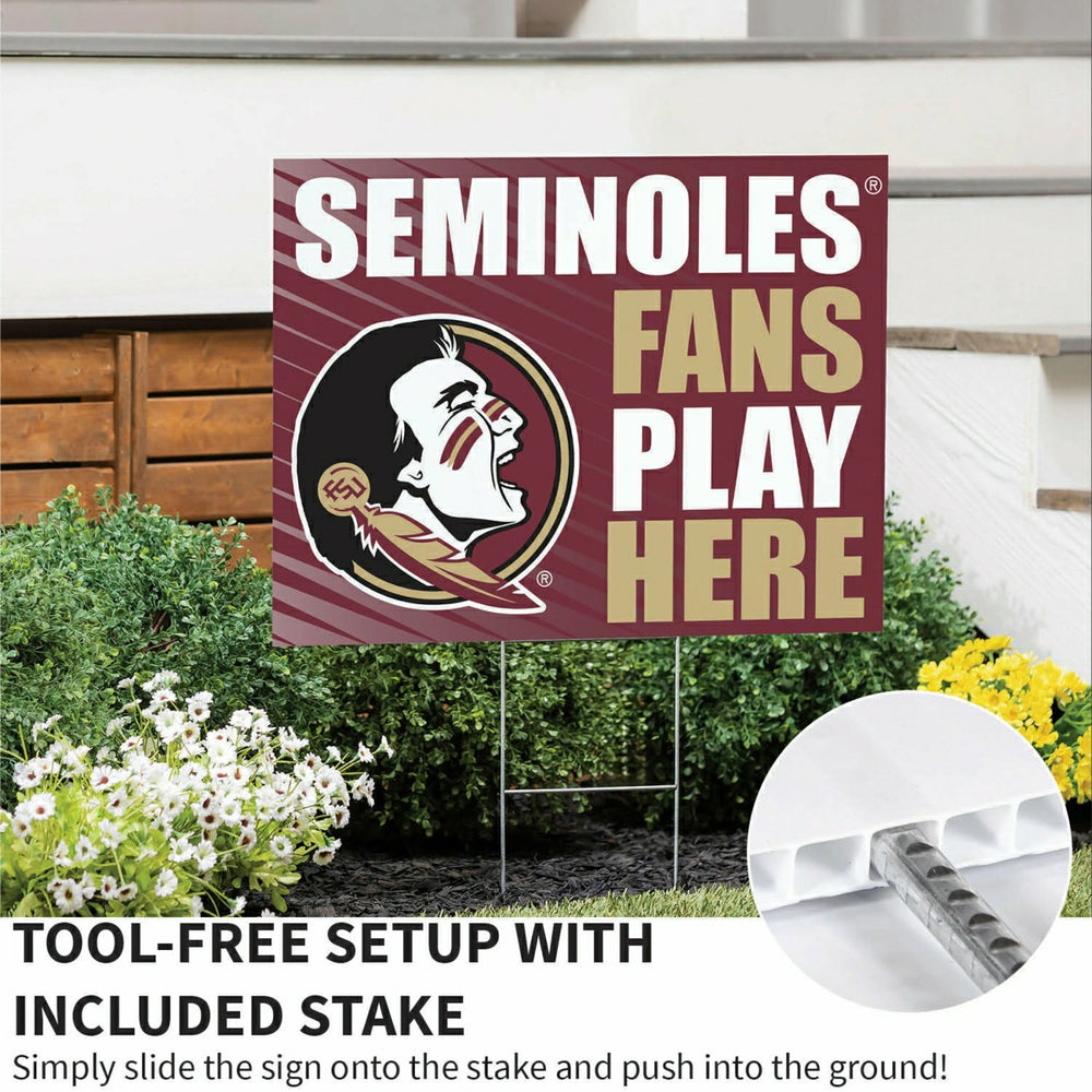 Florida State University Coroplast Yard Sign "Fans Play Here" - Collegiate Home