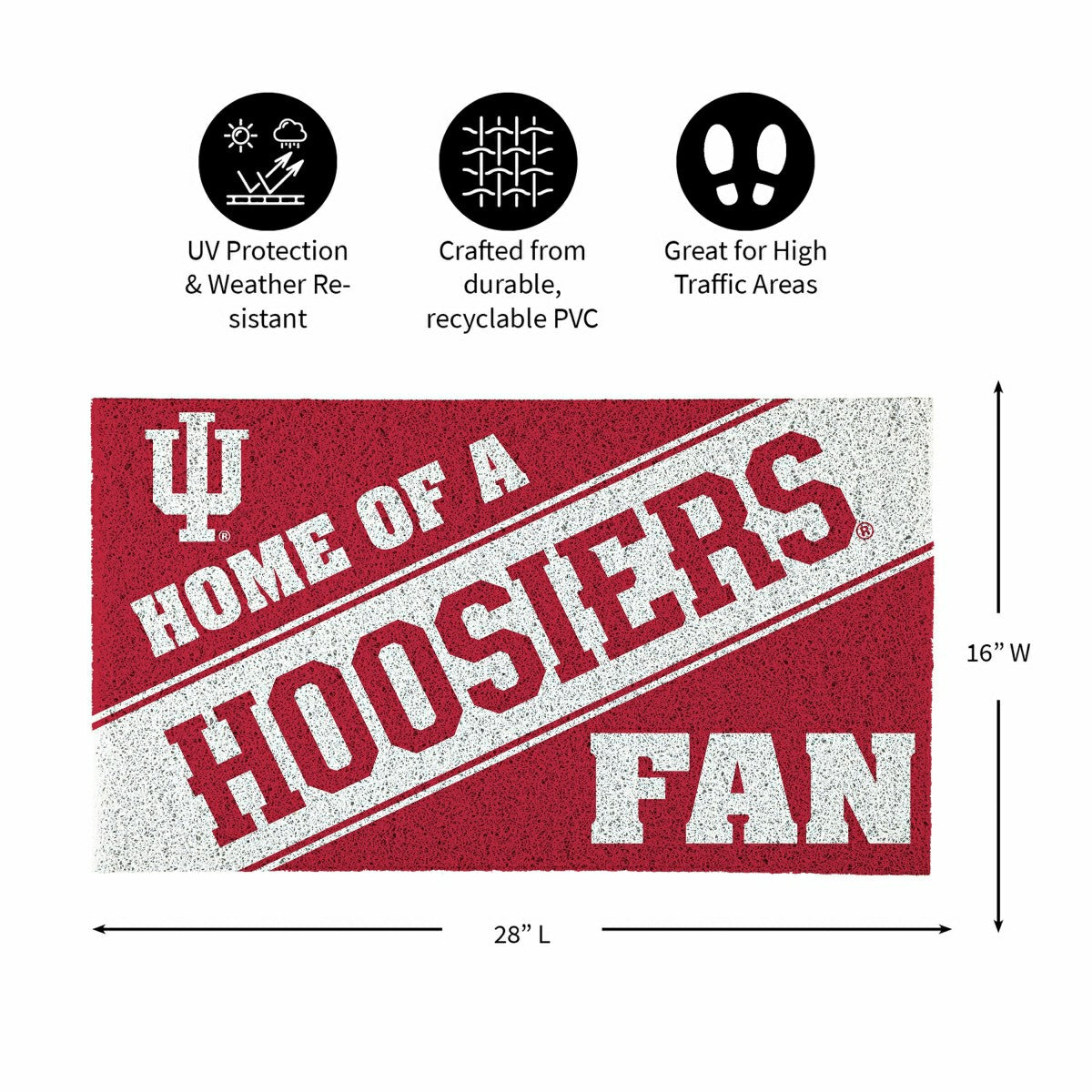 University of Indiana, PVC Mat COLOR, Home of a Fan - Collegiate
