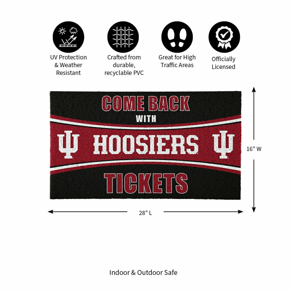 28" x 16" PVC Trapper Mat, Come Back with Tickets, Indiana University - Collegiate