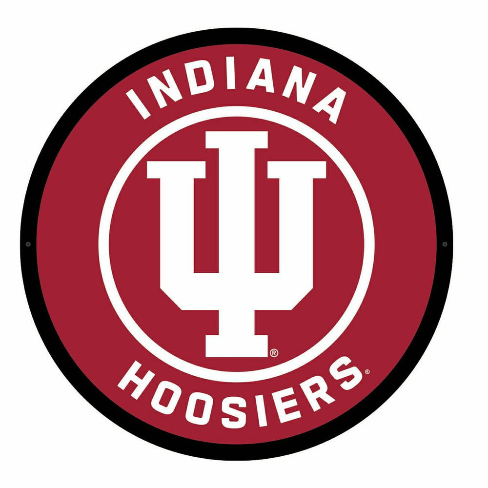 LED Wall Decor, College Football Round, Indiana University - Collegiate Home