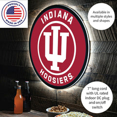LED Wall Decor, College Football Round, Indiana University - Collegiate Home