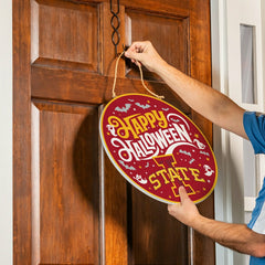 Iowa State University Halloween Round Door Décor with Hanging Rope, 18 - Collegiate Home