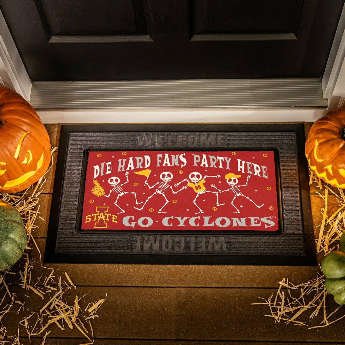 Iowa State University Flocked Coir Halloween Sassafras Switch Mat, 22" - Collegiate