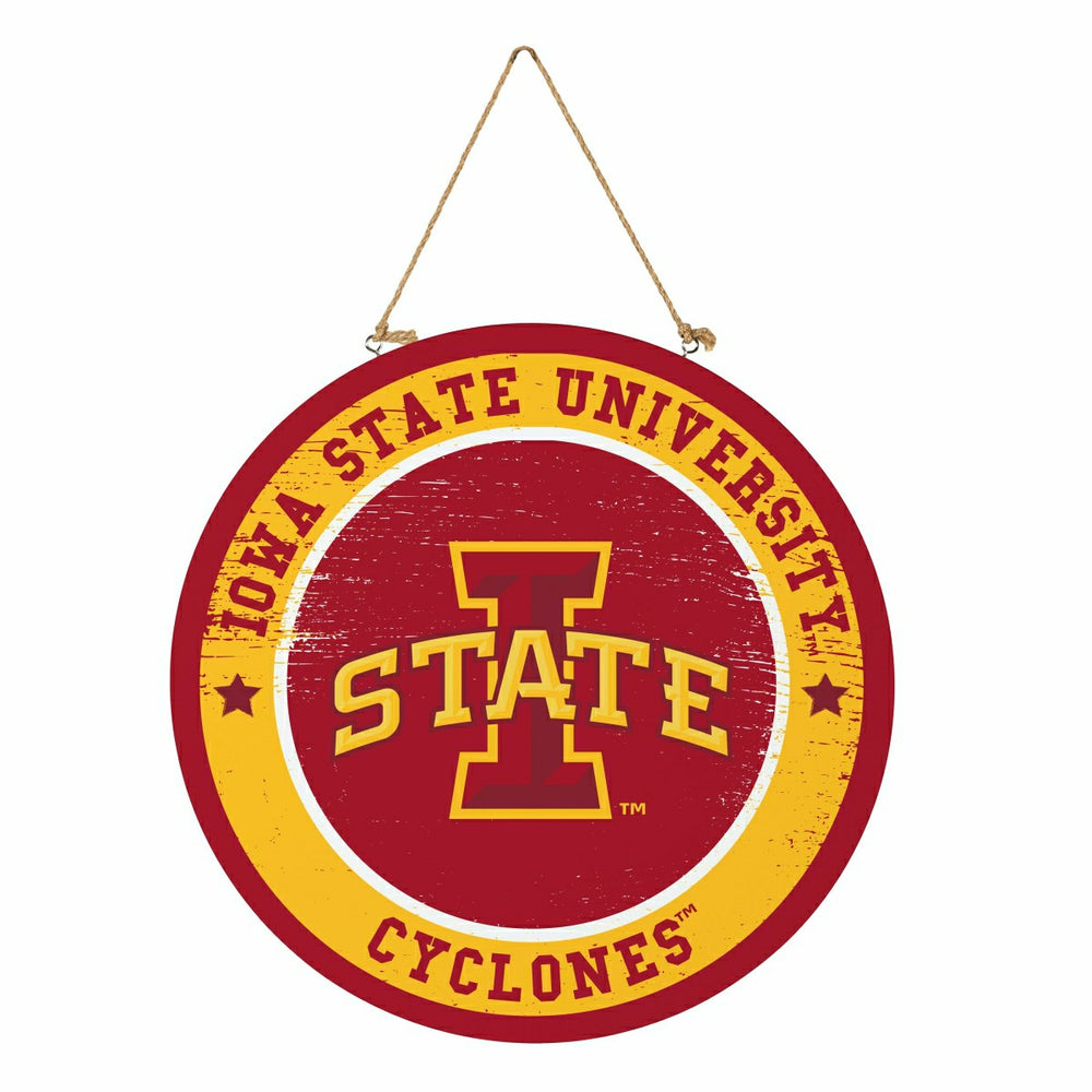 Iowa State University Round Door Décor with Hanging Rope, 18x18 - Collegiate Home