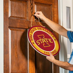 Iowa State University Round Door Décor with Hanging Rope, 18x18 - Collegiate Home