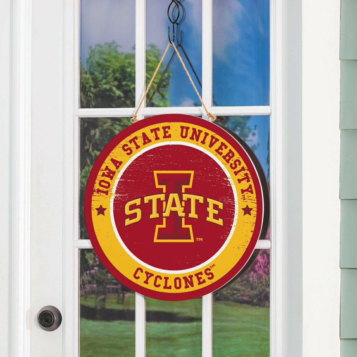 Iowa State University Round Door Décor with Hanging Rope, 18x18 - Collegiate Home