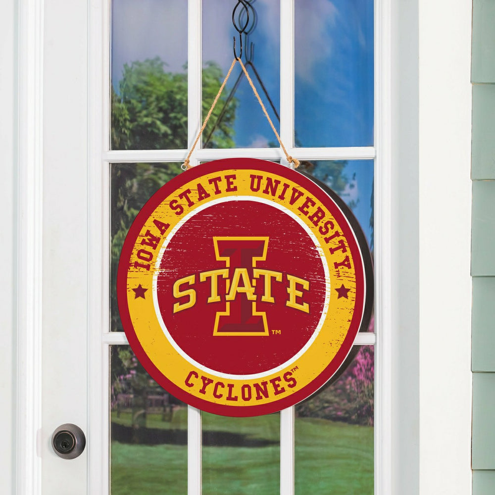 Iowa State University Round Door Décor with Hanging Rope, 18x18 - Collegiate Home