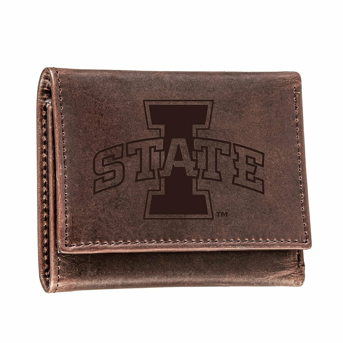 Iowa State University, Tri-Fold Wallet, Brown, CH, 100% Genuine Leathe - Collegiate Home