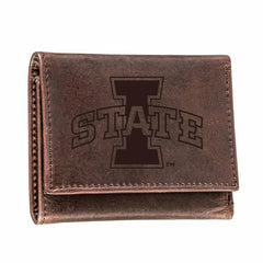 Iowa State University, Tri-Fold Wallet, Brown, CH, 100% Genuine Leathe - Collegiate Home