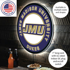LED Wall Decor, Round, James Madison University - Collegiate Home