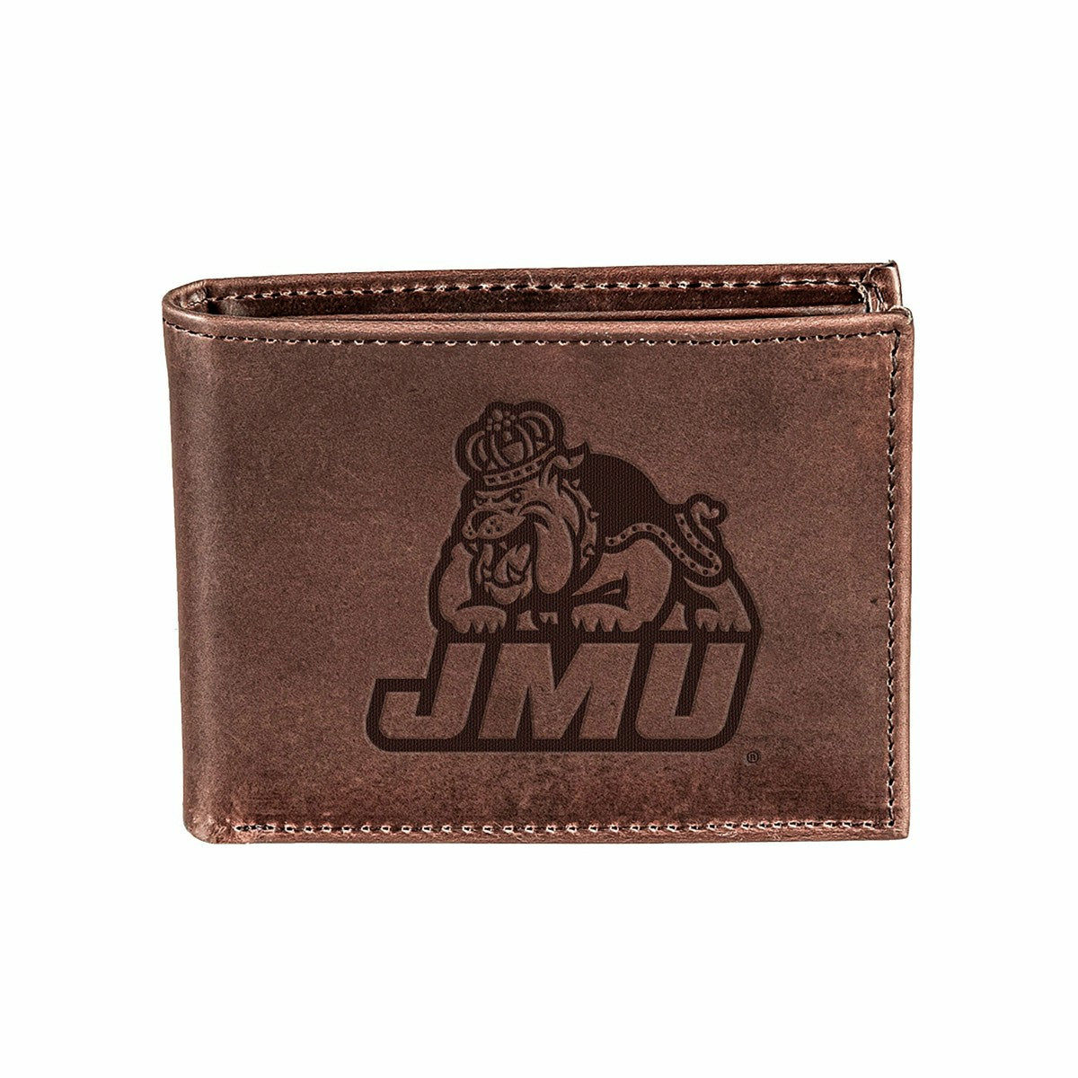 James Madison University, Bi-Fold Wallet, Brown, CH, 100% Genuine Leat - Collegiate Home
