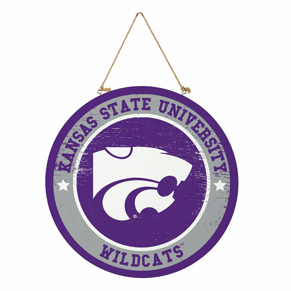 Kansas State University Round Door Décor with Hanging Rope, 18x18 - Collegiate Home