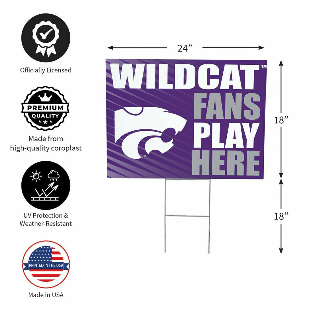 Kansas State University Coroplast Yard Sign "Fans Play Here" - Collegiate Home