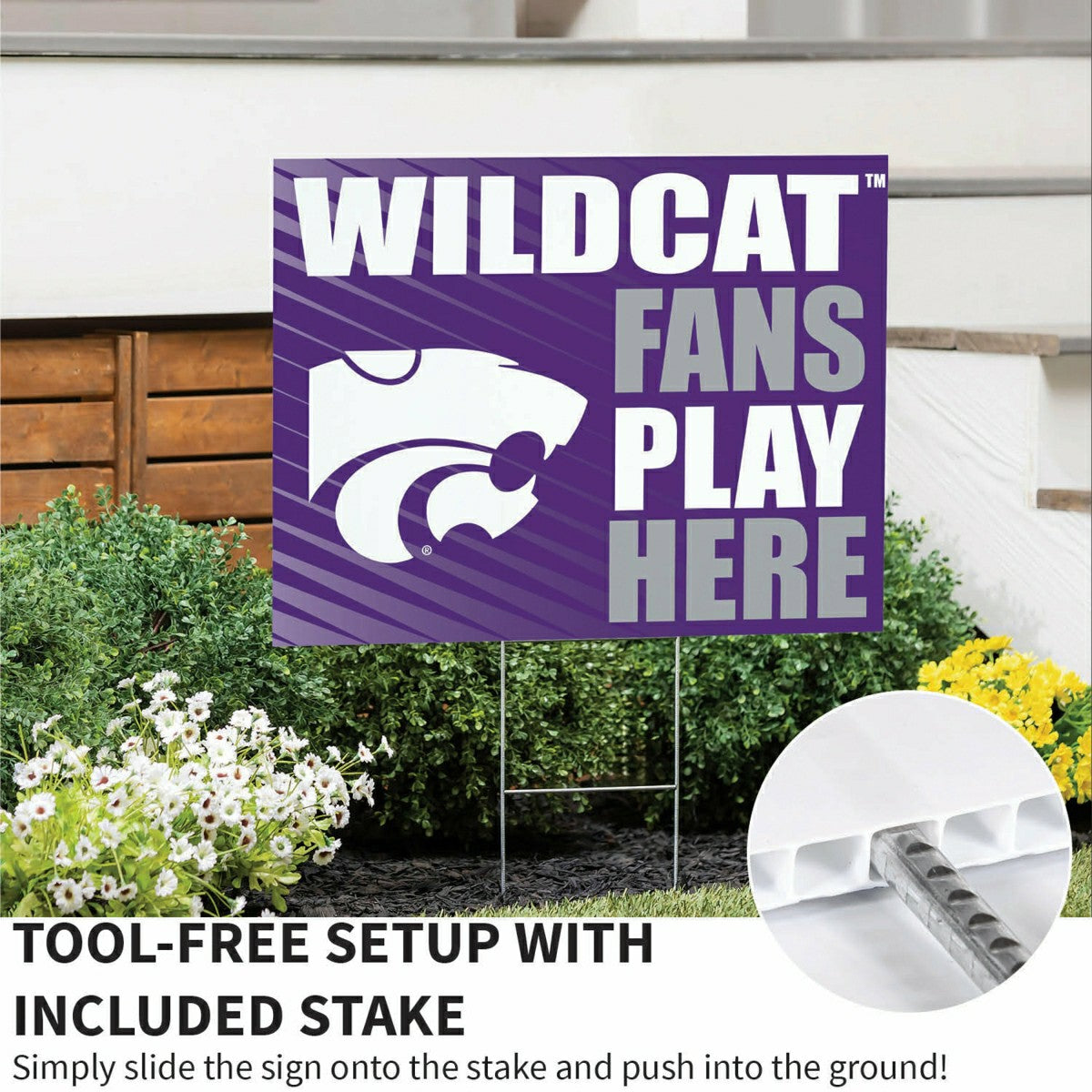 Kansas State University Coroplast Yard Sign "Fans Play Here" - Collegiate Home