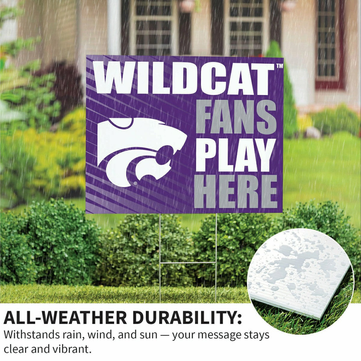 Kansas State University Coroplast Yard Sign "Fans Play Here" - Collegiate Home