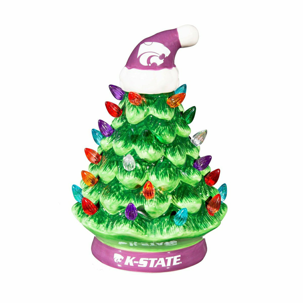 Kansas State University 8" LED Ceramic Christmas Tree - Collegiate Home