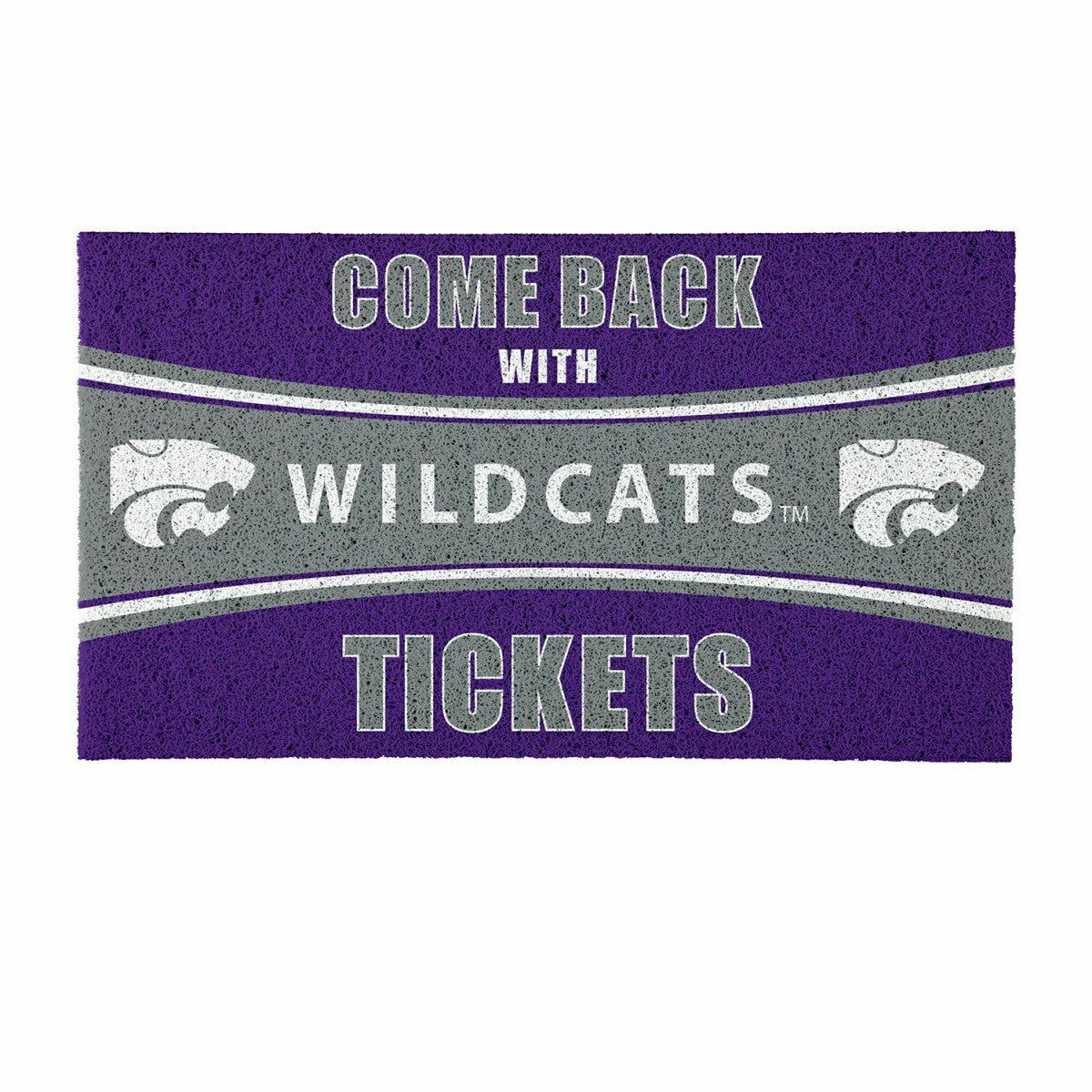 28" x 16" PVC Trapper Mat, Come Back with Tickets, Kansas State Univer - Collegiate