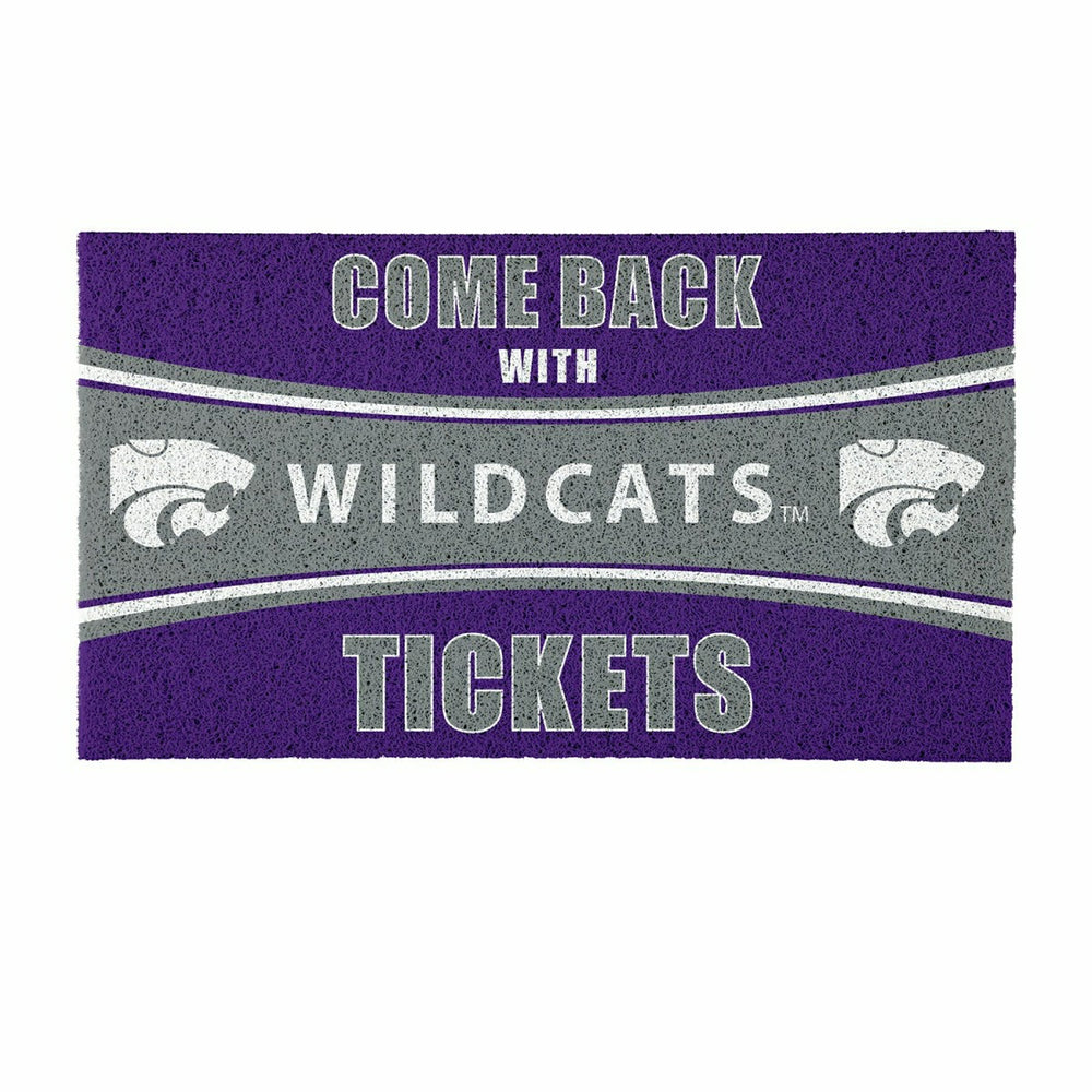 28" x 16" PVC Trapper Mat, Come Back with Tickets, Kansas State Univer - Collegiate