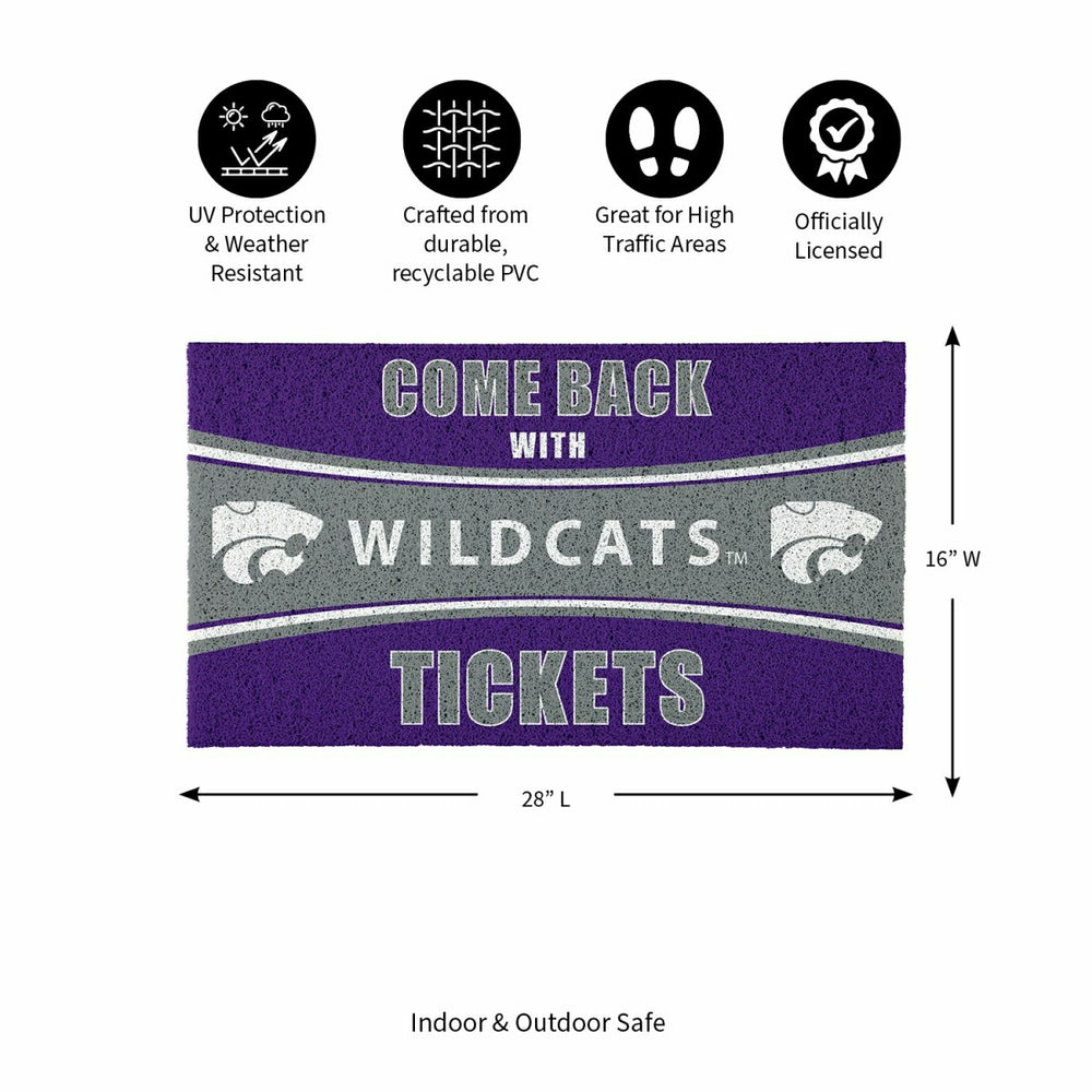 28" x 16" PVC Trapper Mat, Come Back with Tickets, Kansas State Univer - Collegiate