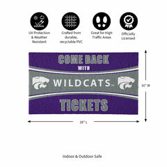 28" x 16" PVC Trapper Mat, Come Back with Tickets, Kansas State Univer - Collegiate