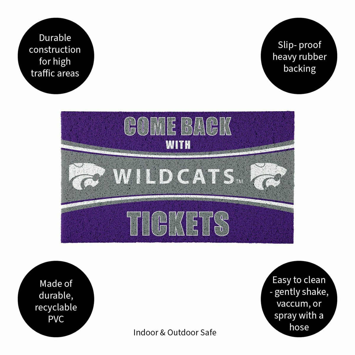 28" x 16" PVC Trapper Mat, Come Back with Tickets, Kansas State Univer - Collegiate