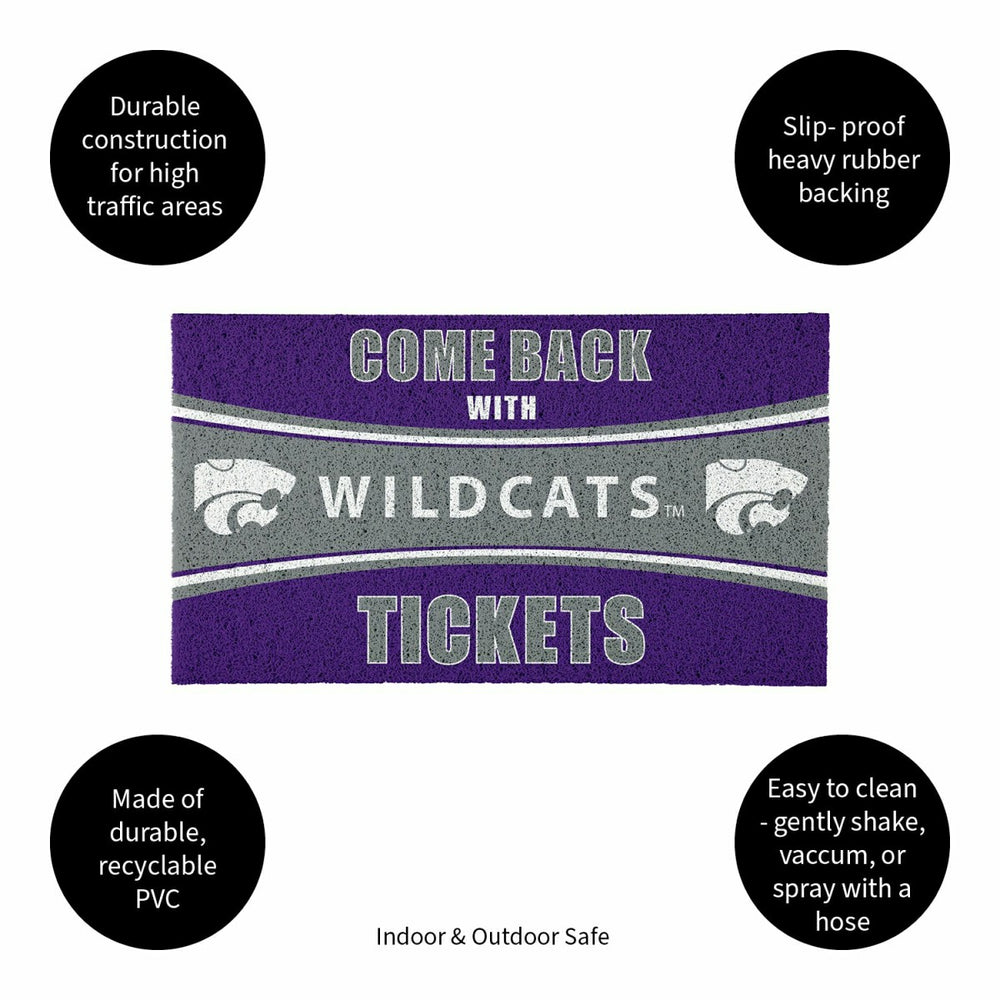28" x 16" PVC Trapper Mat, Come Back with Tickets, Kansas State Univer - Collegiate