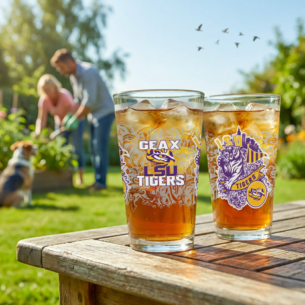 Louisiana State University 16oz Glass pint, Set of 2 - Collegiate Home