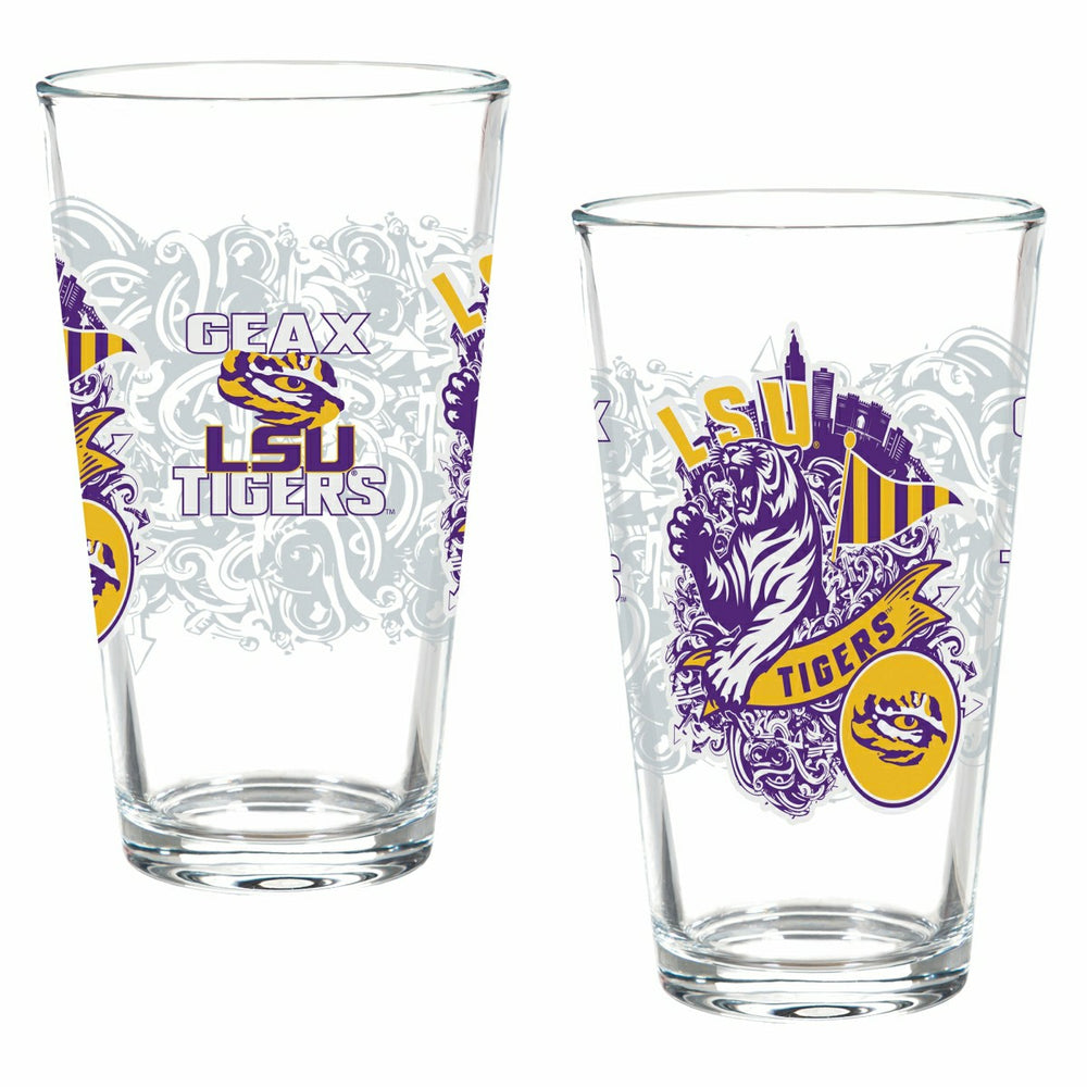 Louisiana State University 16oz Glass pint, Set of 2 - Collegiate Home