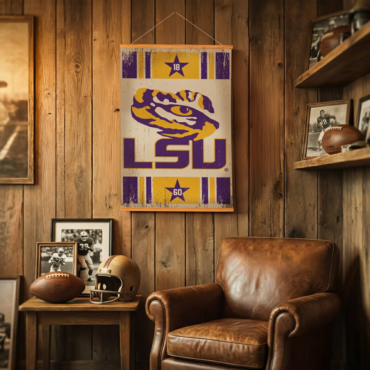 Louisiana State University, Canvas Wall Tapestry, Medium, 36x24 - Collegiate Home