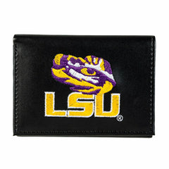 Louisiana State University Black Tri-Fold Embroidered Wallet w/ RFID Blocking - Collegiate Home