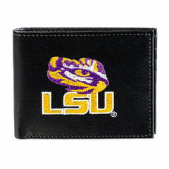 Louisiana State University Black Bi-Fold Embroidered Wallet w/ RFID Blocking - Collegiate Home