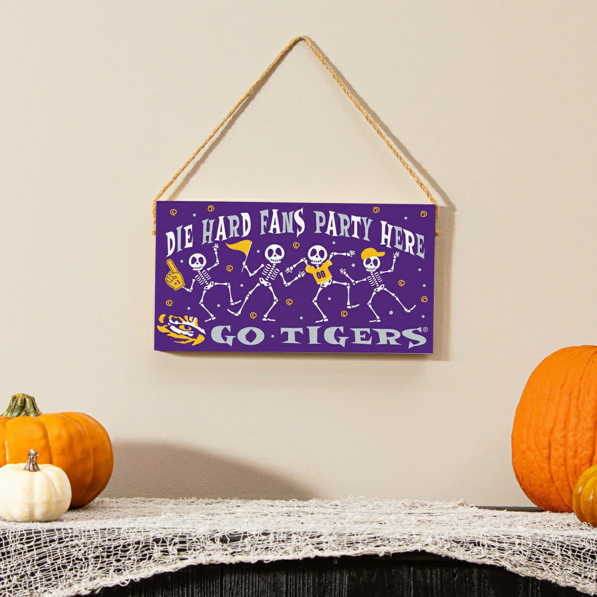 Louisiana State University Halloween Wood Wall Sign, 6x11 - Collegiate Home