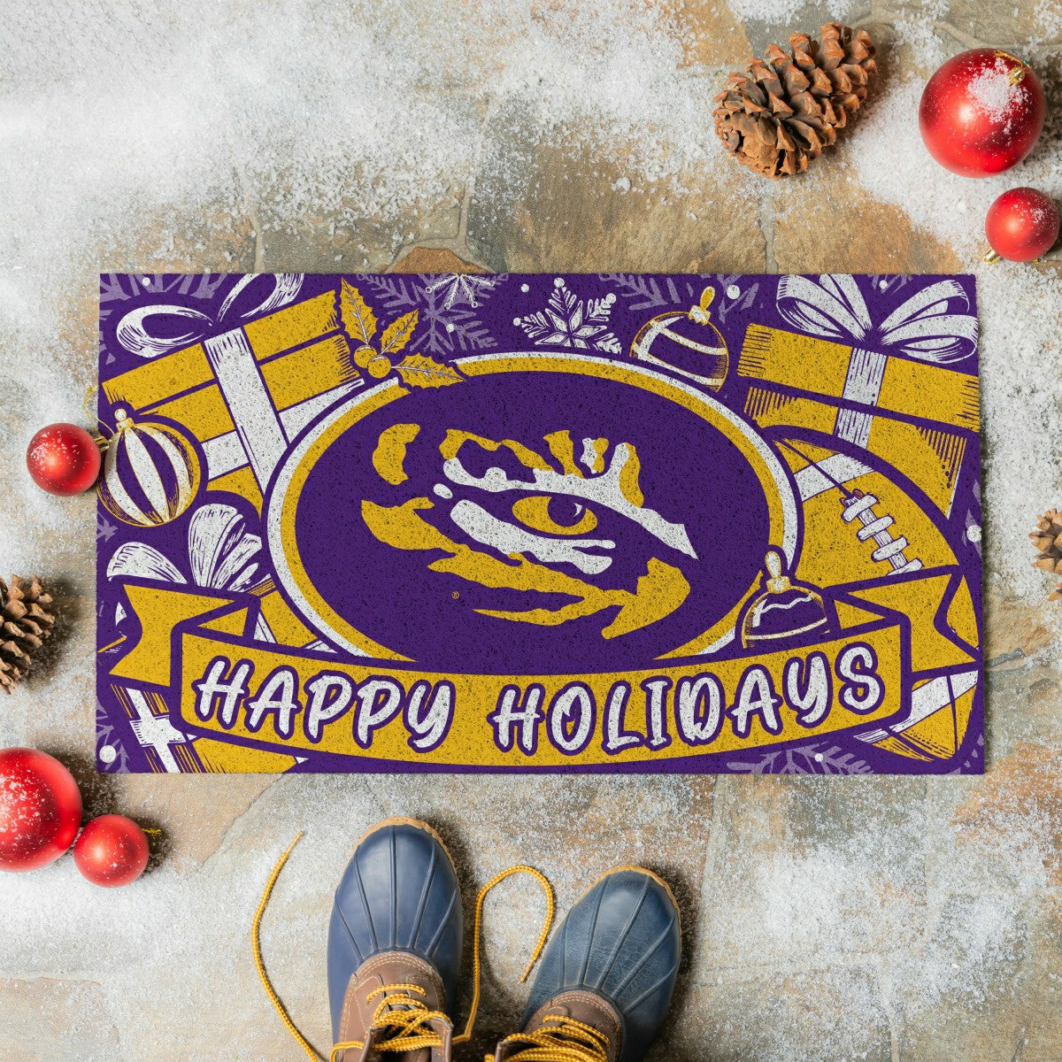 Louisiana State University Holiday PVC Mat, 28"x16" - Collegiate