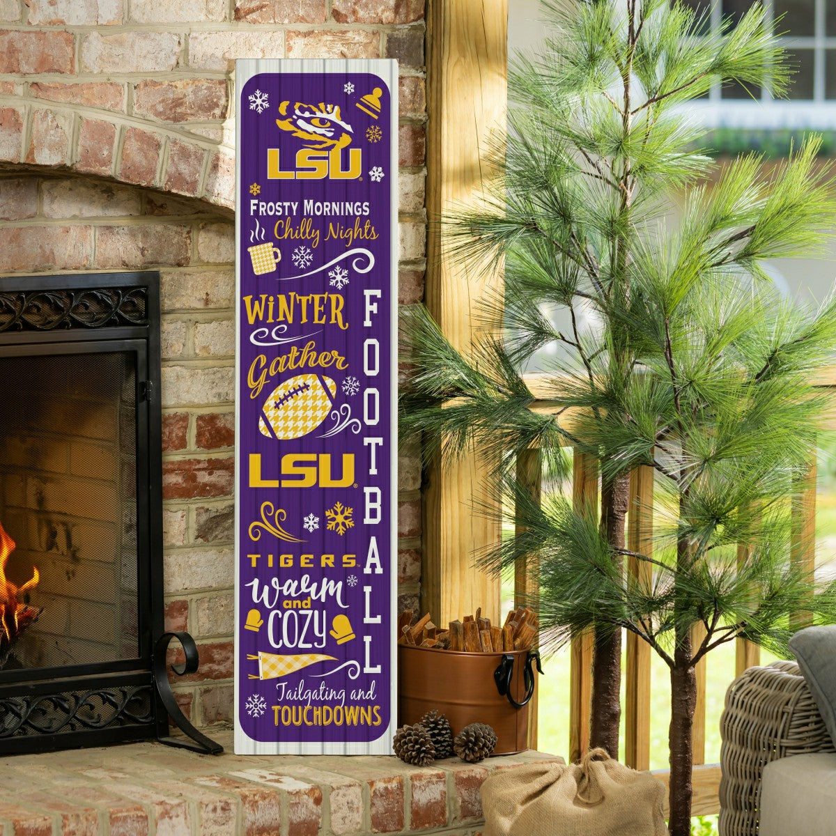 46" Double Sided Leaner, Louisiana State University, Winter Seasonal - Collegiate Home