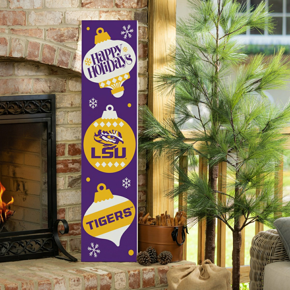 47" Double Sided Leaner, Louisiana State University, Christmas - Collegiate Home