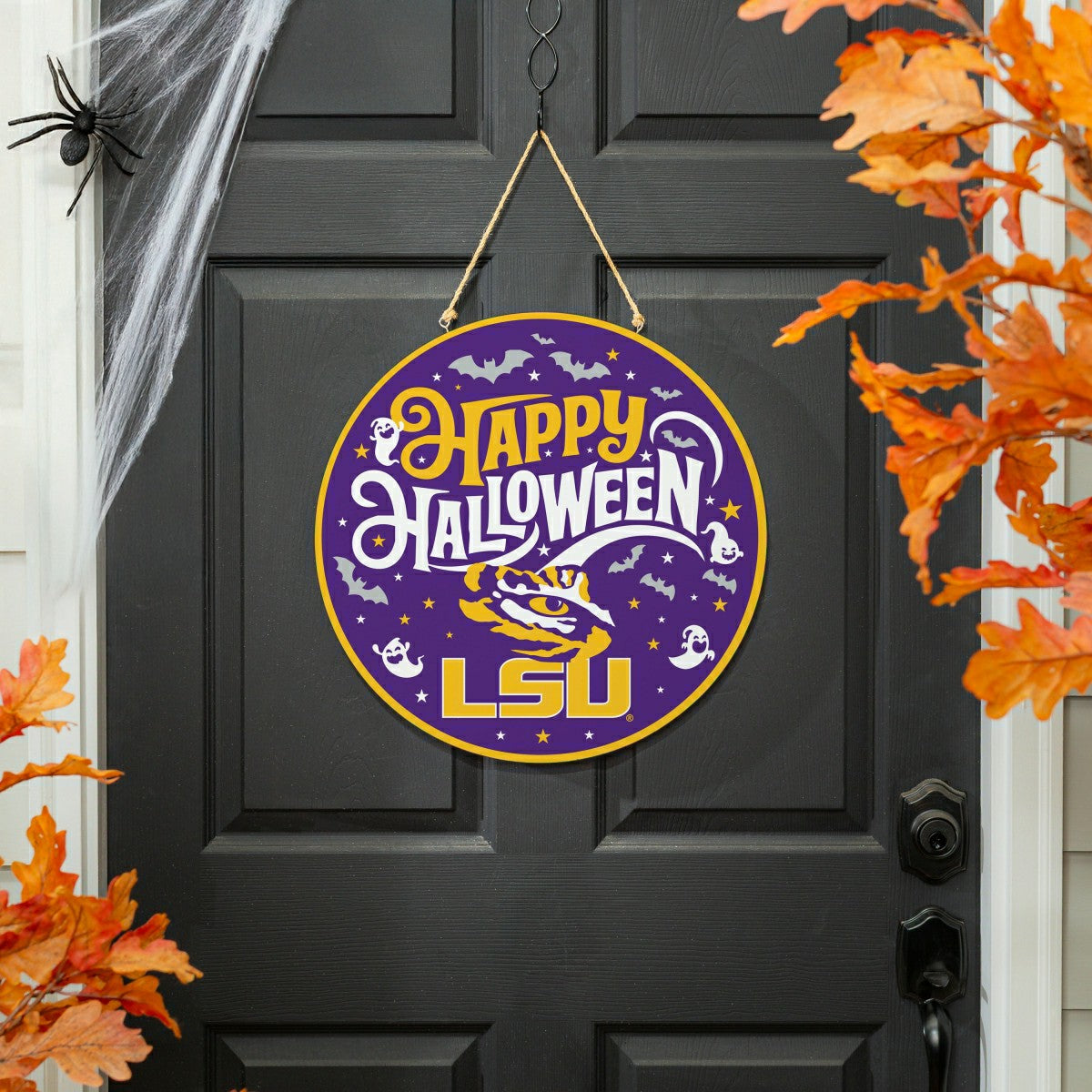 Louisiana State University Halloween Round Door Décor with Hanging Rop - Collegiate Home