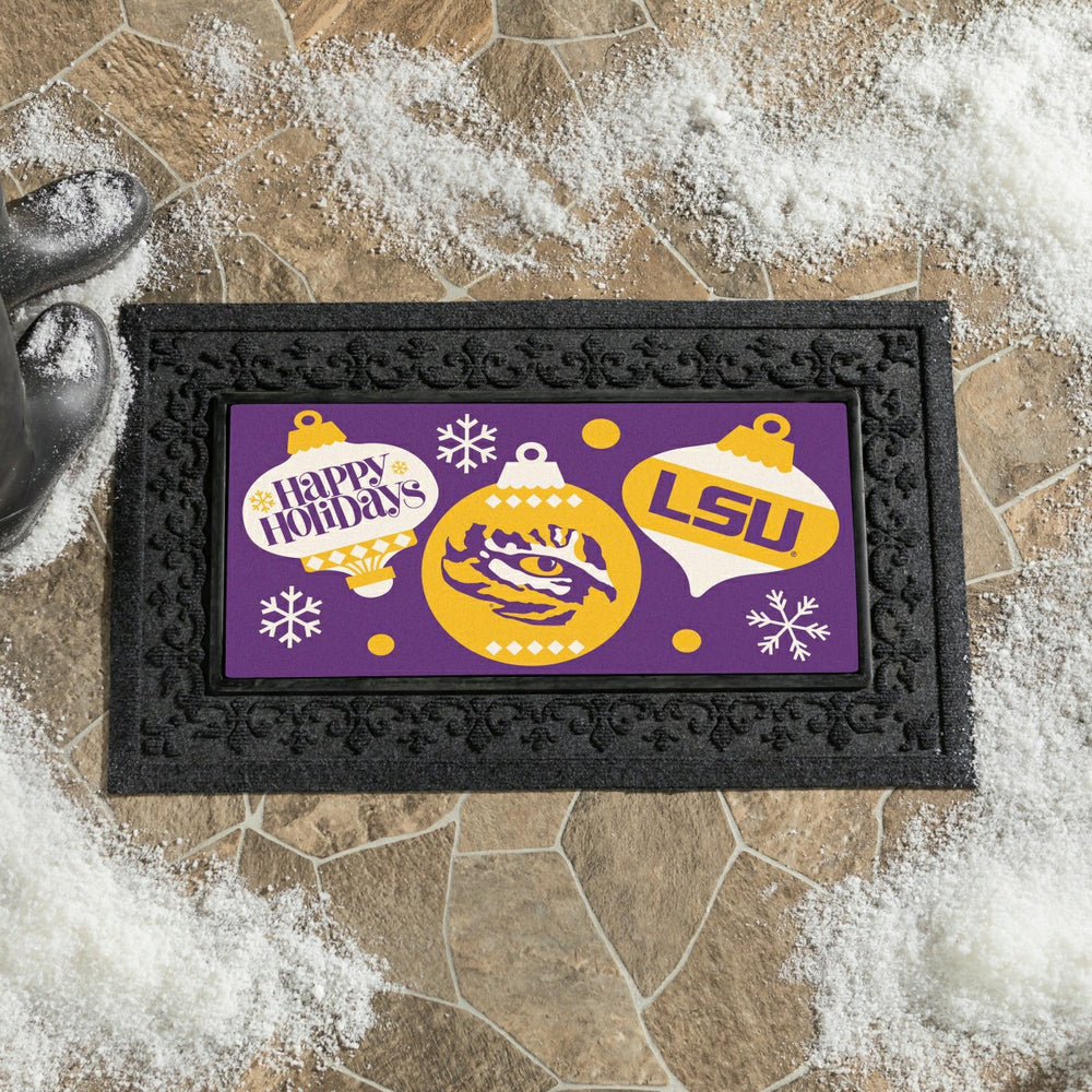 Louisiana State University Holiday Flocked Coir Sassafras Switch Mat,  - Collegiate