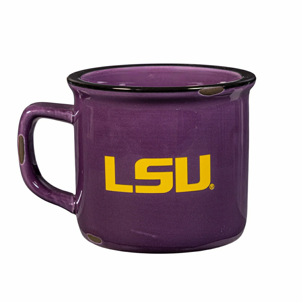 Louisiana State University Ceramic Camp Cup with Enamel Finish, 14oz - Collegiate Home