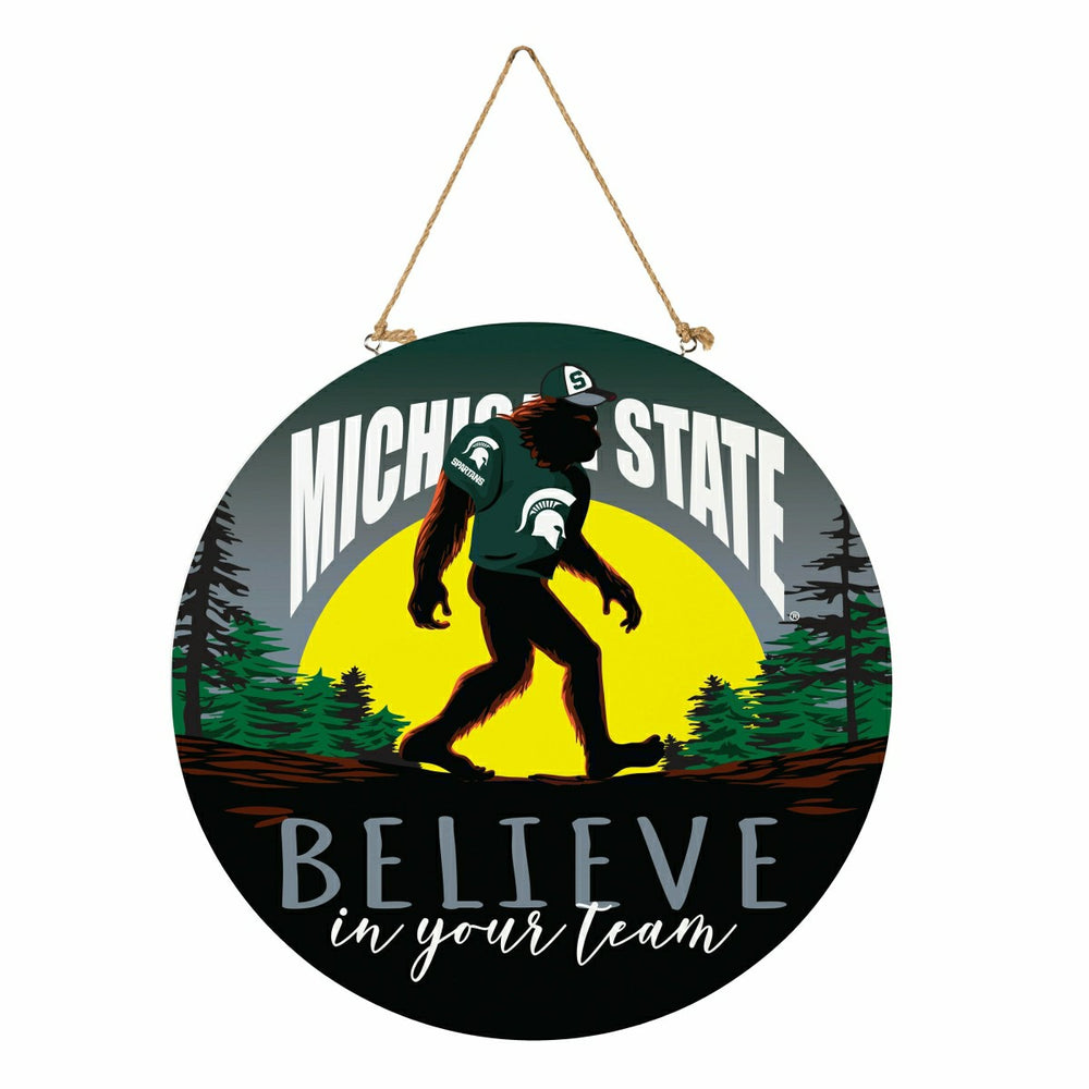 Michigan State University Bigfoot Round Door Décor with Hanging Rope,  - Collegiate Home